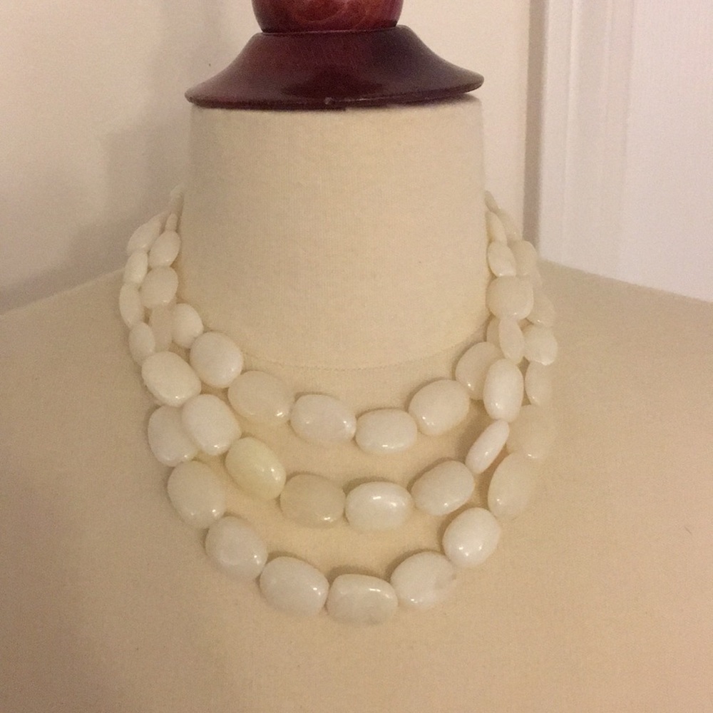 White glass bead necklace